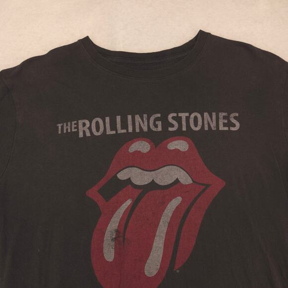 The Rolling Stones 1975 US Tour Band Crew Neck T Shirt Mens Size L Black - Picture 1 of 9